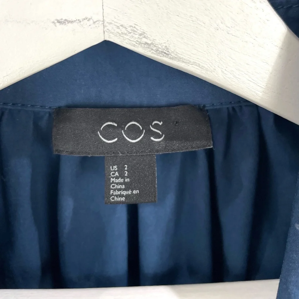 COS Blue Long Jacket with Gathered Back Size 2 - Picture 12 of 13